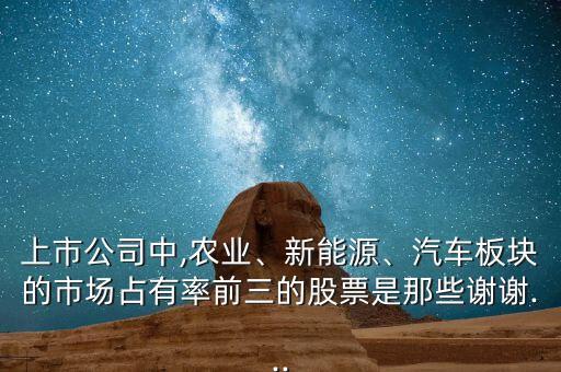 上市公司中,農(nóng)業(yè)、新能源、汽車板塊的市場占有率前三的股票是那些謝謝...