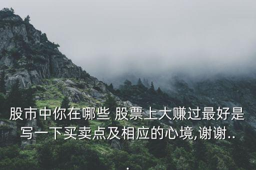 股市中你在哪些 股票上大賺過(guò)最好是寫一下買賣點(diǎn)及相應(yīng)的心境,謝謝...