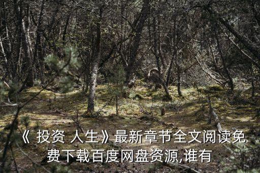 《 投資 人生》最新章節(jié)全文閱讀免費(fèi)下載百度網(wǎng)盤(pán)資源,誰(shuí)有