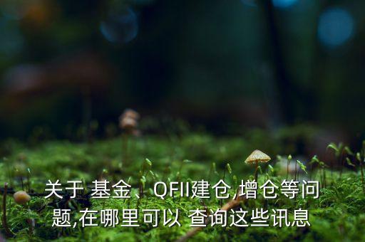 關(guān)于 基金、QFII建倉(cāng),增倉(cāng)等問(wèn)題,在哪里可以 查詢這些訊息