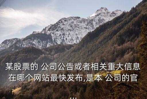 某股票的 公司公告或者相關(guān)重大信息在哪個網(wǎng)站最快發(fā)布,是本 公司的官...