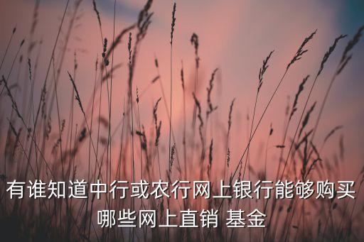 有誰(shuí)知道中行或農(nóng)行網(wǎng)上銀行能夠購(gòu)買(mǎi)哪些網(wǎng)上直銷 基金