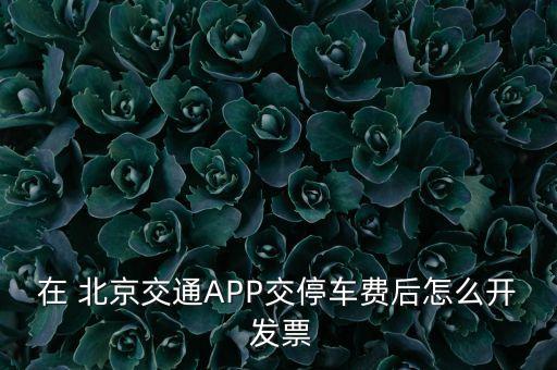 在 北京交通APP交停車(chē)費(fèi)后怎么開(kāi) 發(fā)票