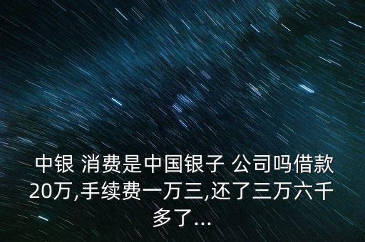  中銀 消費(fèi)是中國(guó)銀子 公司嗎借款20萬,手續(xù)費(fèi)一萬三,還了三萬六千多了...