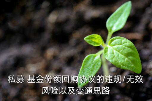 私募 基金份額回購協(xié)議的違規(guī)/無效風(fēng)險(xiǎn)以及變通思路