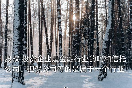 股權(quán) 投資企業(yè)是金融行業(yè)的嗎和信托公司、擔(dān)保公司等的是屬于一個行業(yè)...