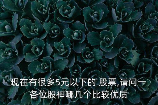 現(xiàn)在有很多5元以下的 股票,請問一各位股神哪幾個(gè)比較優(yōu)質(zhì)