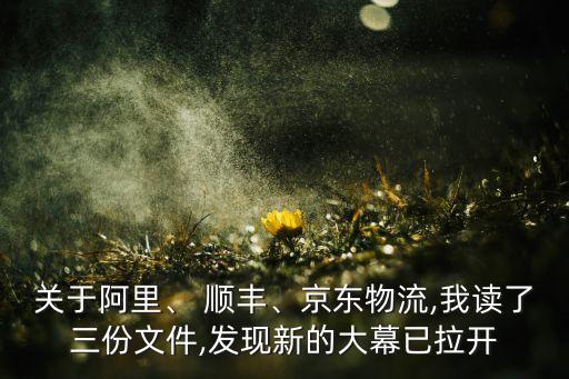 關于阿里、 順豐、京東物流,我讀了三份文件,發(fā)現(xiàn)新的大幕已拉開