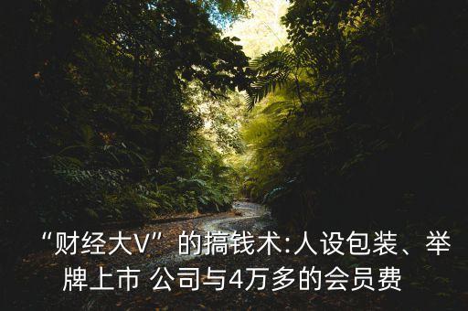 “財經(jīng)大V”的搞錢術:人設包裝、舉牌上市 公司與4萬多的會員費