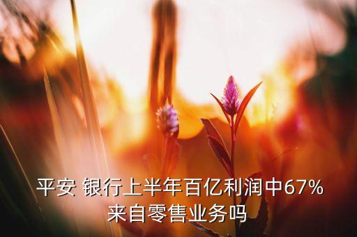  平安 銀行上半年百億利潤中67%來自零售業(yè)務嗎