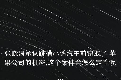 張曉浪承認(rèn)跳槽小鵬汽車(chē)前竊取了 蘋(píng)果公司的機(jī)密,這個(gè)案件會(huì)怎么定性呢...