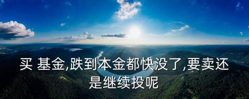 買 基金,跌到本金都快沒(méi)了,要賣還是繼續(xù)投呢