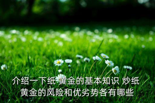 介紹一下紙 黃金的基本知識(shí) 炒紙 黃金的風(fēng)險(xiǎn)和優(yōu)劣勢各有哪些