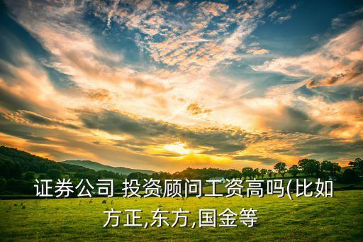  證券公司 投資顧問(wèn)工資高嗎(比如方正,東方,國(guó)金等