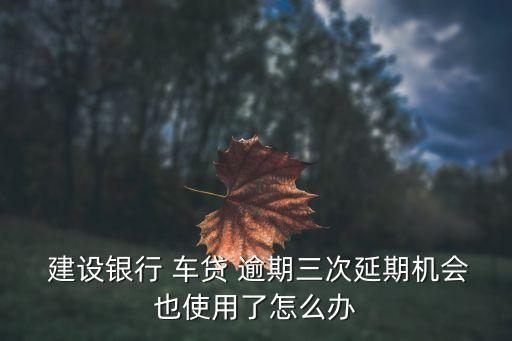  建設銀行 車貸 逾期三次延期機會也使用了怎么辦