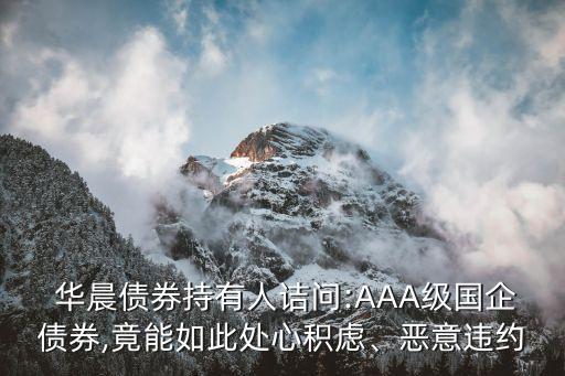  華晨債券持有人詰問:AAA級國企債券,竟能如此處心積慮、惡意違約
