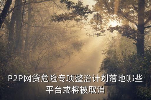 P2P網(wǎng)貸危險專項整治計劃落地哪些平臺或將被取消