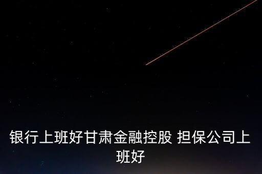 銀行上班好甘肅金融控股 擔保公司上班好