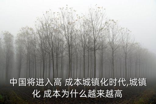中國(guó)將進(jìn)入高 成本城鎮(zhèn)化時(shí)代,城鎮(zhèn)化 成本為什么越來(lái)越高