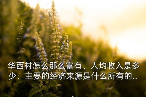  華西村怎么那么富有、人均收入是多少、主要的經(jīng)濟(jì)來源是什么所有的...