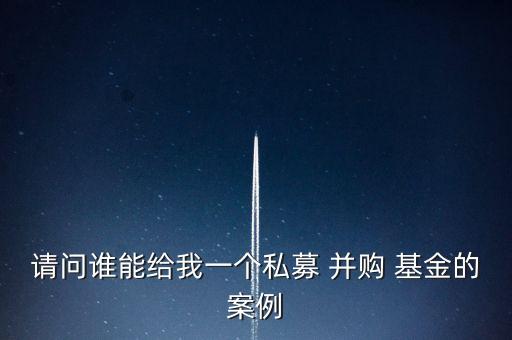 請問誰能給我一個私募 并購 基金的案例