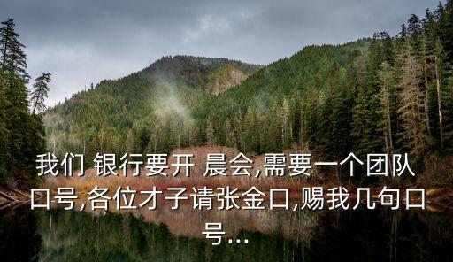 我們 銀行要開 晨會,需要一個團(tuán)隊(duì)口號,各位才子請張金口,賜我?guī)拙淇谔?..