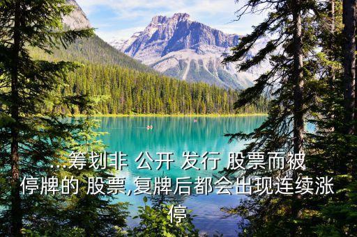 ...籌劃非 公開 發(fā)行 股票而被停牌的 股票,復牌后都會出現(xiàn)連續(xù)漲停