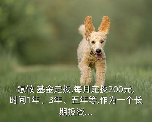 想做 基金定投,每月定投200元,時間1年、3年、五年等,作為一個長期投資...
