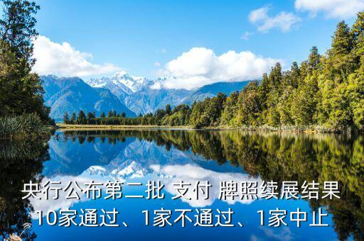 央行公布第二批 支付 牌照續(xù)展結(jié)果10家通過(guò)、1家不通過(guò)、1家中止