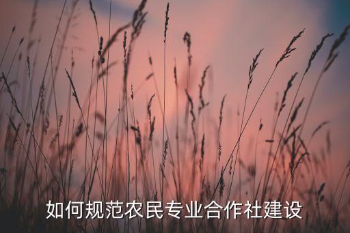 如何規(guī)范農民專業(yè)合作社建設