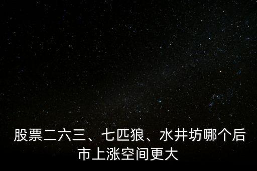  股票二六三、七匹狼、水井坊哪個后市上漲空間更大
