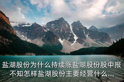 鹽湖股份為什么持續(xù)漲鹽湖股份股中報不知怎樣鹽湖股份主要經營什么...