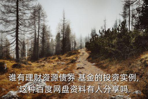 誰(shuí)有理財(cái)資源債券 基金的投資實(shí)例,這種百度網(wǎng)盤資料有人分享嗎
