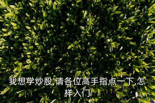 我想學炒股,請各位高手指點一下,怎樣入門