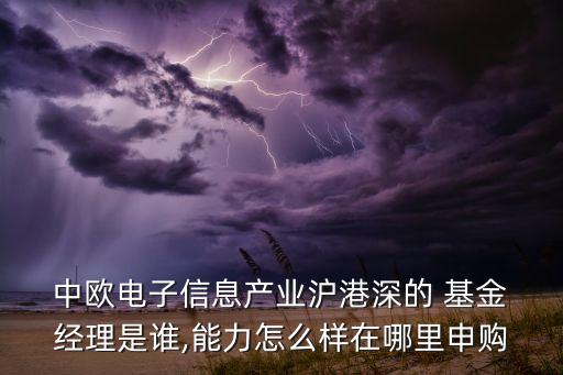  中歐電子信息產(chǎn)業(yè)滬港深的 基金 經(jīng)理是誰,能力怎么樣在哪里申購(gòu)