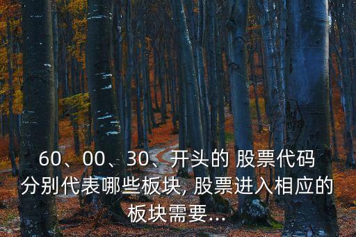 60、00、30、開頭的 股票代碼分別代表哪些板塊, 股票進(jìn)入相應(yīng)的板塊需要...