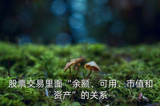  股票交易里面“余額、可用、市值和 資產(chǎn)”的關(guān)系