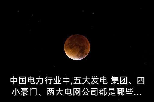 中國電力行業(yè)中,五大發(fā)電 集團、四小豪門、兩大電網(wǎng)公司都是哪些...