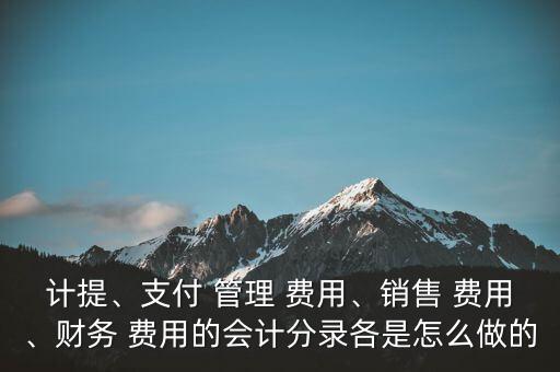 計提、支付 管理 費用、銷售 費用、財務 費用的會計分錄各是怎么做的