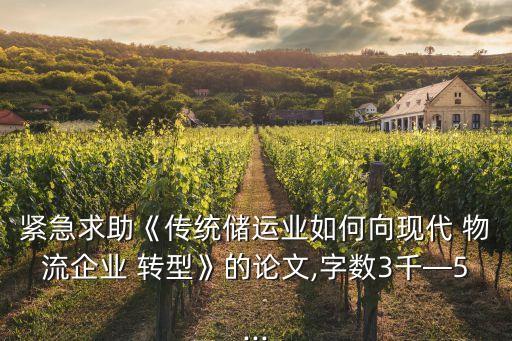 緊急求助《傳統(tǒng)儲運業(yè)如何向現(xiàn)代 物流企業(yè) 轉型》的論文,字數(shù)3千—5...