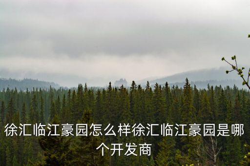 徐匯臨江豪園怎么樣徐匯臨江豪園是哪個(gè)開(kāi)發(fā)商