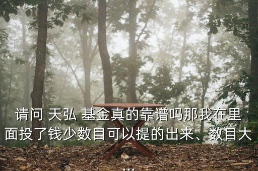 請問 天弘 基金真的靠譜嗎那我在里面投了錢少數(shù)目可以提的出來、數(shù)目大...