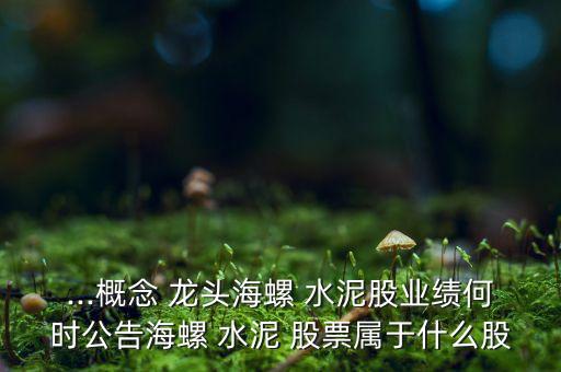 ...概念 龍頭海螺 水泥股業(yè)績(jī)何時(shí)公告海螺 水泥 股票屬于什么股