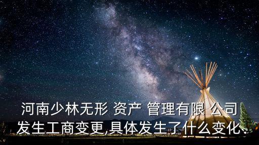 河南少林無形 資產 管理有限 公司發(fā)生工商變更,具體發(fā)生了什么變化