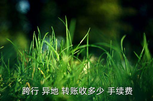  跨行 異地 轉賬收多少 手續(xù)費