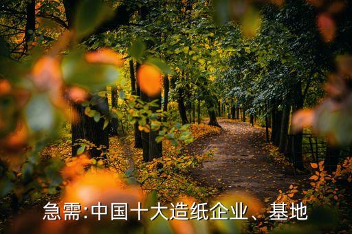 急需:中國(guó)十大造紙企業(yè)、基地