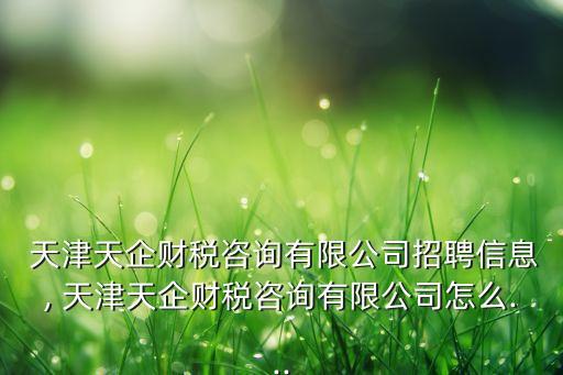  天津天企財(cái)稅咨詢(xún)有限公司招聘信息, 天津天企財(cái)稅咨詢(xún)有限公司怎么...