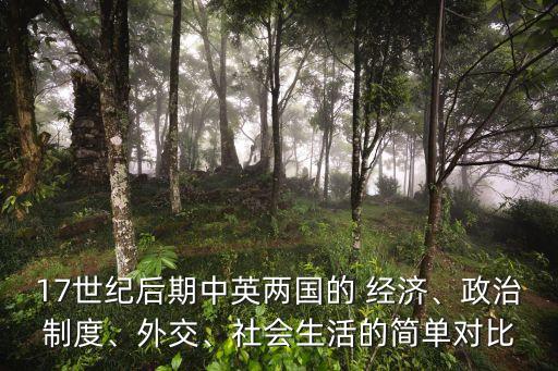 17世紀(jì)后期中英兩國的 經(jīng)濟(jì)、政治制度、外交、社會(huì)生活的簡單對比
