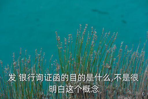 發(fā) 銀行詢(xún)證函的目的是什么,不是很明白這個(gè)概念