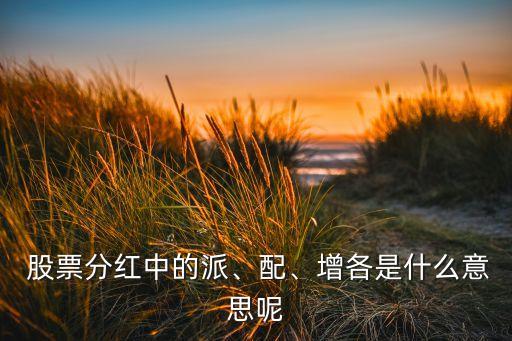  股票分紅中的派、配、增各是什么意思呢